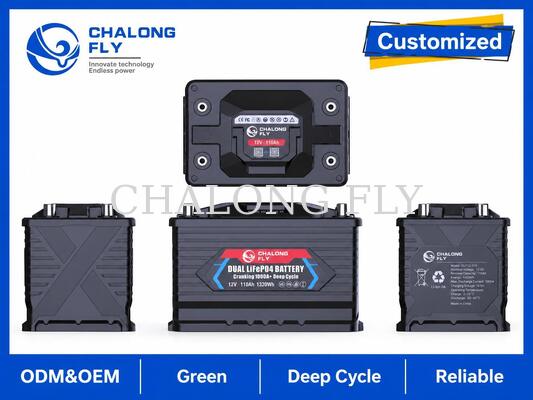 12.8V 110Ah LiFePO4 Marine RV Battery with 1000A Cranking Power and 1408Wh Deep-Cycle Energy
