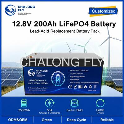 Portatif güç ve güneş depolaması için BMS ile özel 12.8V 200Ah LiFePO4 Pil Paketi