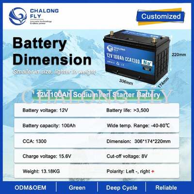 Acil Başlatma Düğmesi ve Basınç Alçaltma Valfi ile 12V Sodyum İyon Starter Bataryası 60Ah100Ah