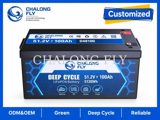 51.2V 100Ah LiFePO4 Trolling Motor Bataryası, 5.12kWh Enerji, Bluetooth İzleme ve 100A Sürekli Çıktı